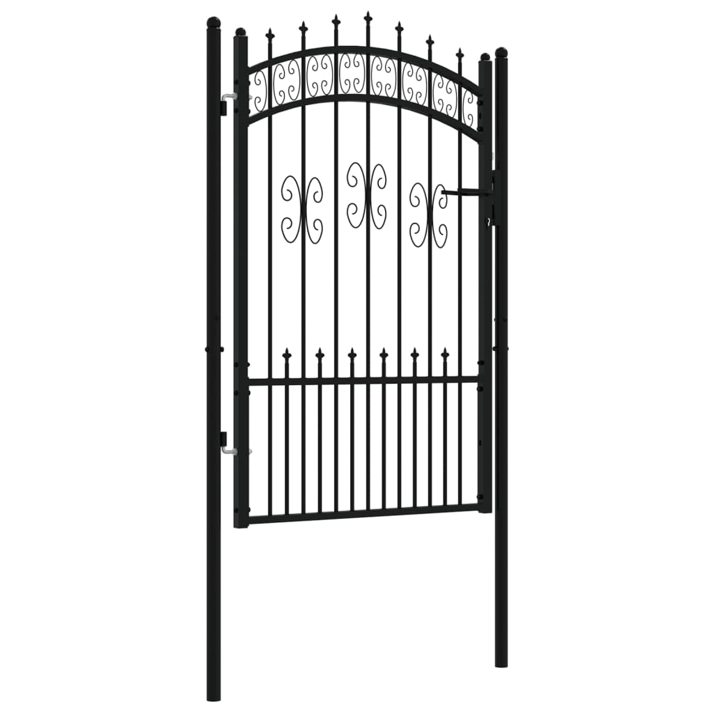 Maison Exclusive - Puerta de valla punta lanza acero recubierto negro 103x200cm Últimos 3 días