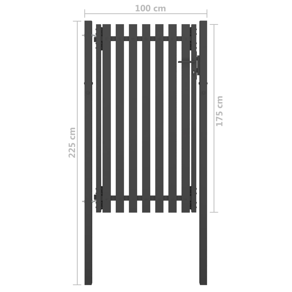 Maison Exclusive - Puerta de valla del jardín de acero gris antracita 1x2 25 cm Último día