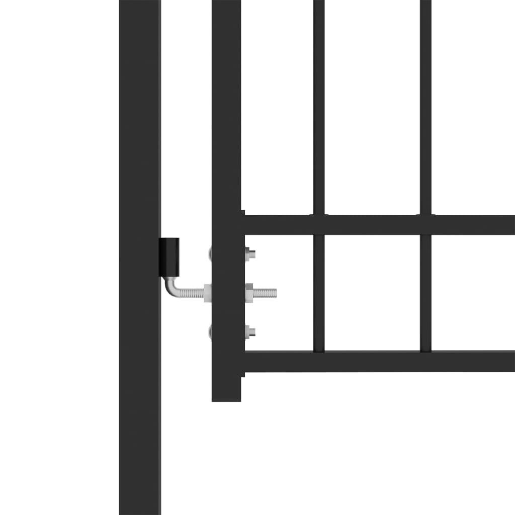 Maison Exclusive - Puerta de valla con picos acero negro 100x100 cm Promoción por tiempo limitado