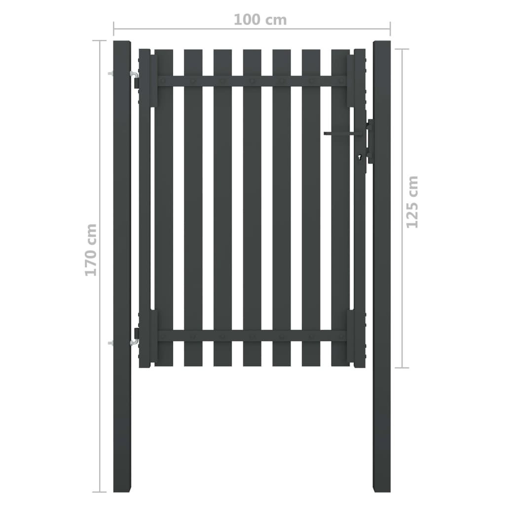 Maison Exclusive - Puerta de valla del jardín de acero gris antracita 1x1 7 cm Superdescuento