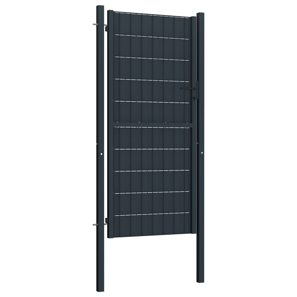 Maison Exclusive - Puerta de valla de PVC y acero gris antracita 100x164 cm Grandes descuentos