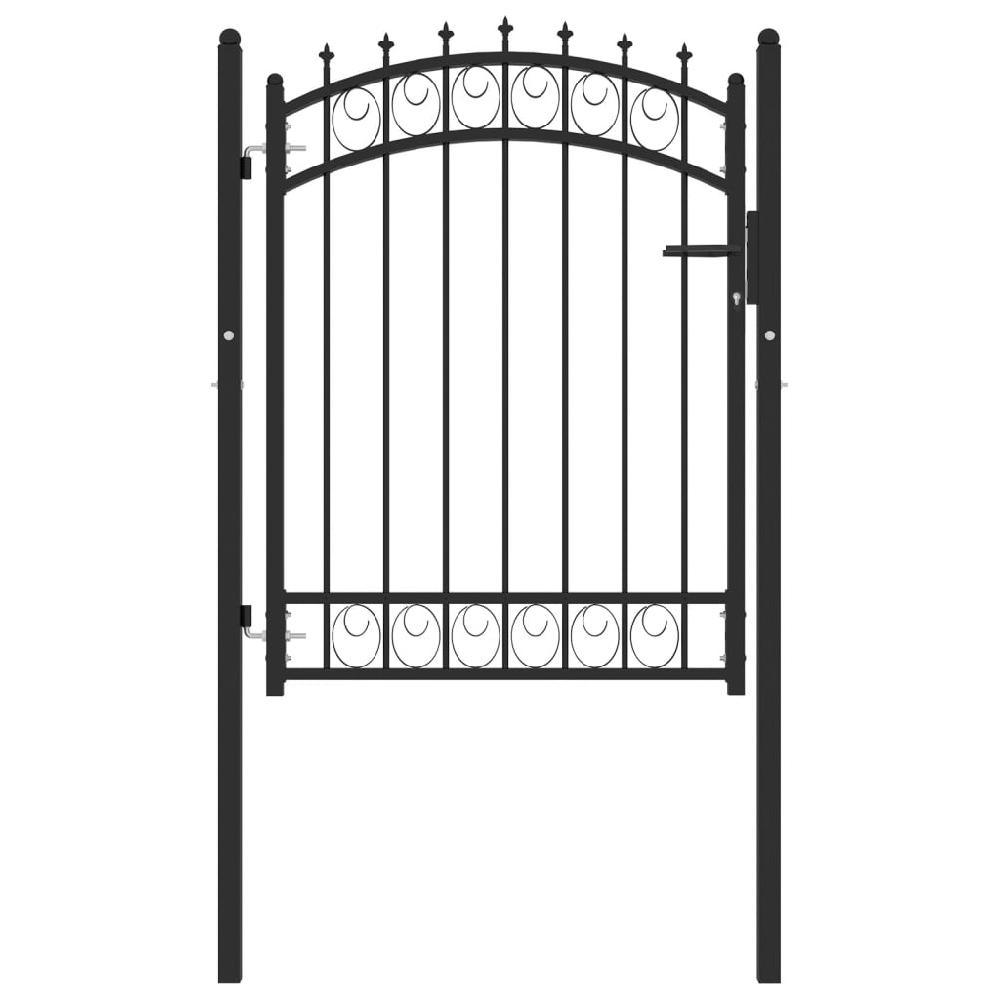 Maison Exclusive - Puerta de valla con picos acero negro 100x125 cm