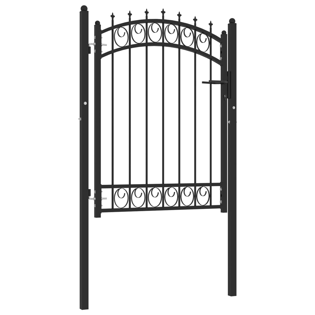 Maison Exclusive - Puerta de valla con picos acero negro 100x125 cm Envío internacional gratuito