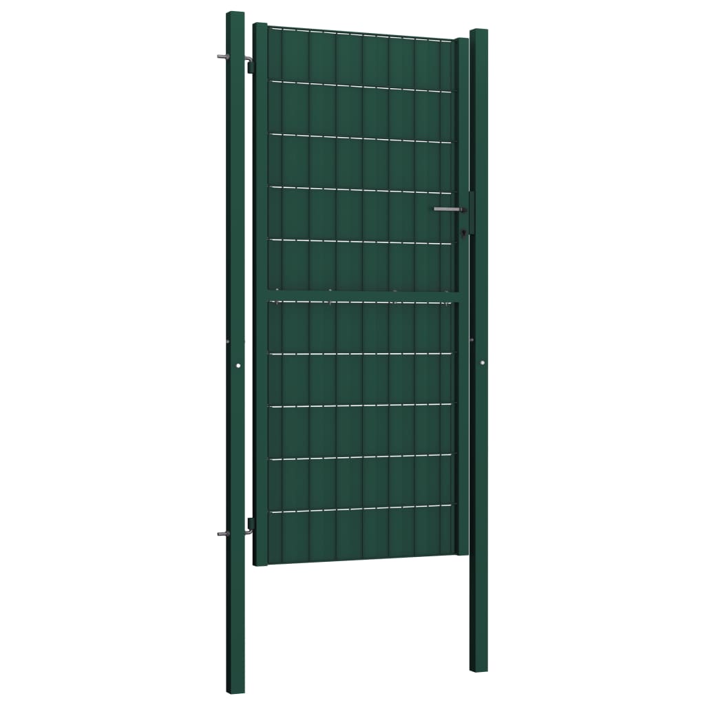 Maison Exclusive - Puerta de valla de PVC y acero verde 100x124 cm Tienda de fábrica