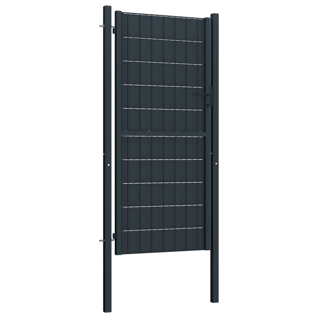 Maison Exclusive - Puerta de valla de PVC y acero gris antracita 100x124 cm Precios de Black Friday