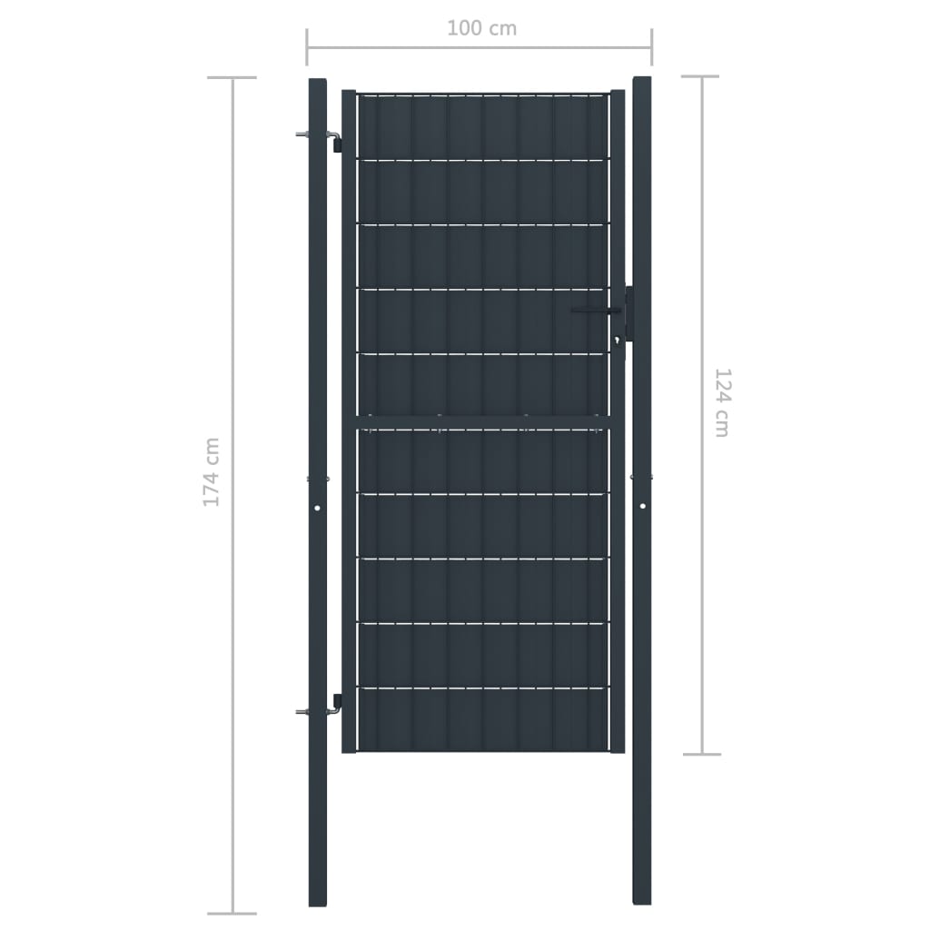 Maison Exclusive - Puerta de valla de PVC y acero gris antracita 100x124 cm Precios de Black Friday