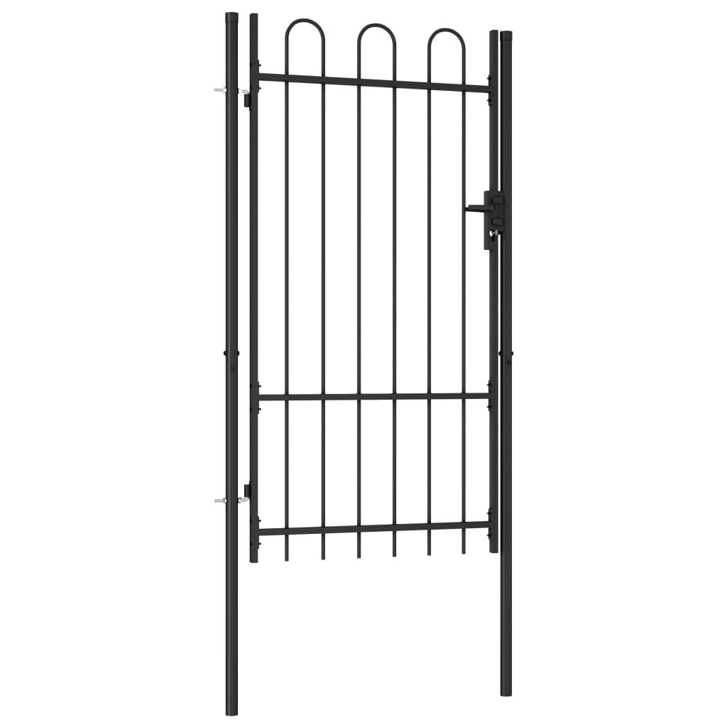 Maison Exclusive - Cancela de valla con una puerta y arco acero negro 1x1 75 m En oferta