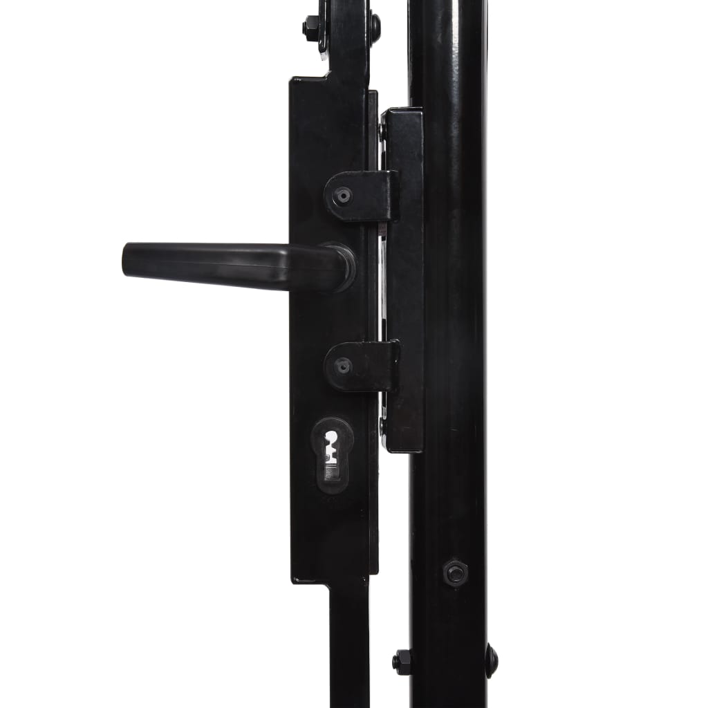 Maison Exclusive - Cancela de valla con una puerta y arco acero negro 1x1 75 m En oferta