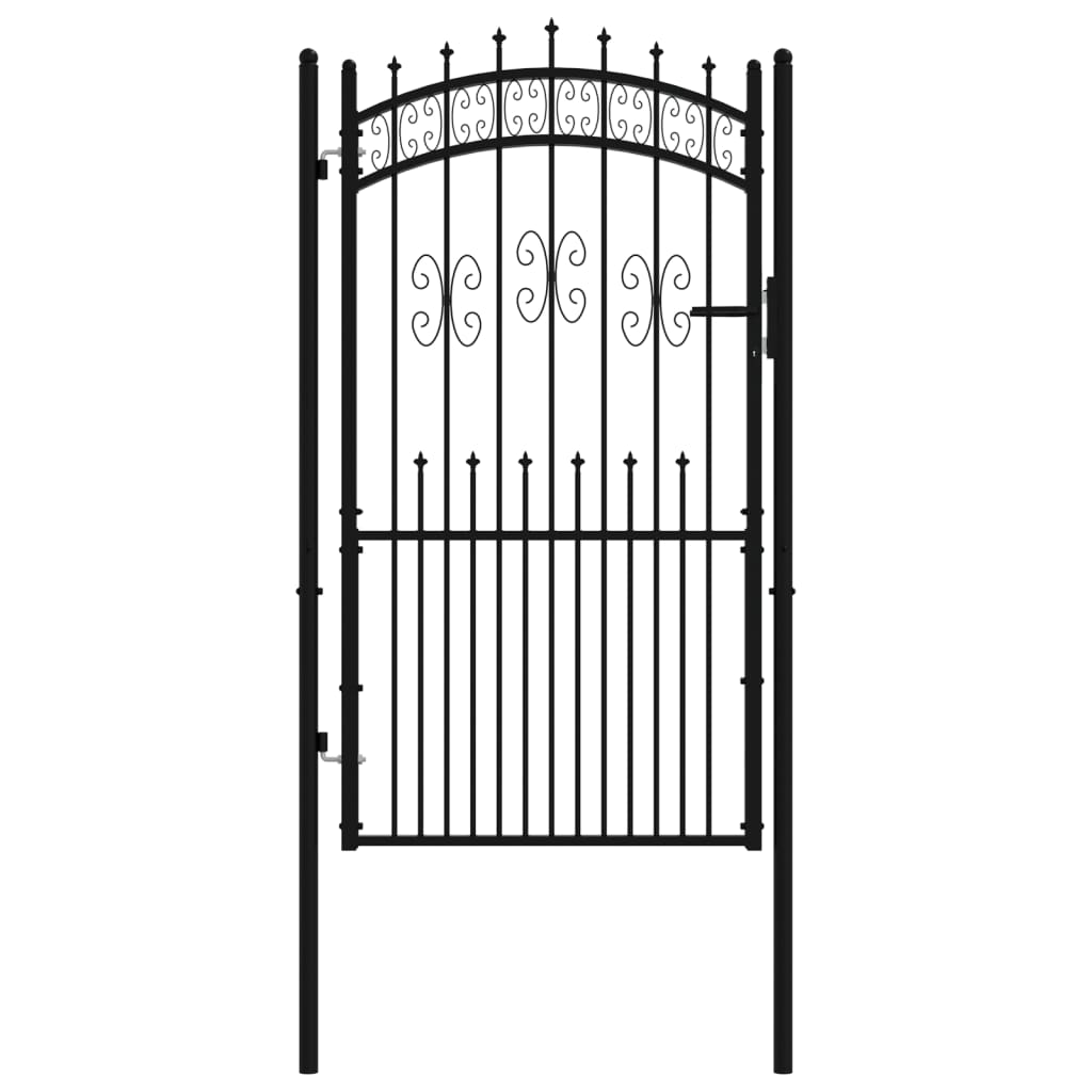 Maison Exclusive - Puerta de valla punta lanza acero recubierto negro 103x225cm Descuentos del mes