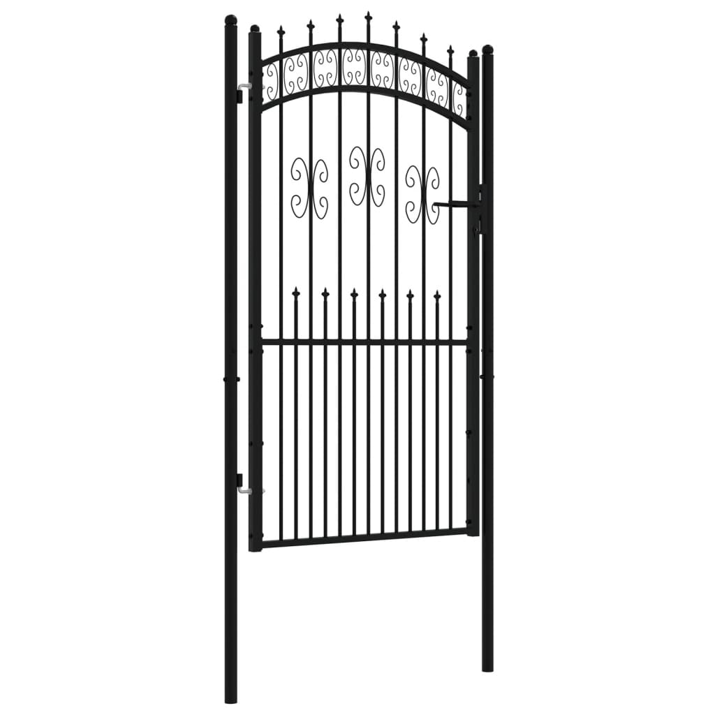 Maison Exclusive - Puerta de valla punta lanza acero recubierto negro 103x225cm Descuentos del mes