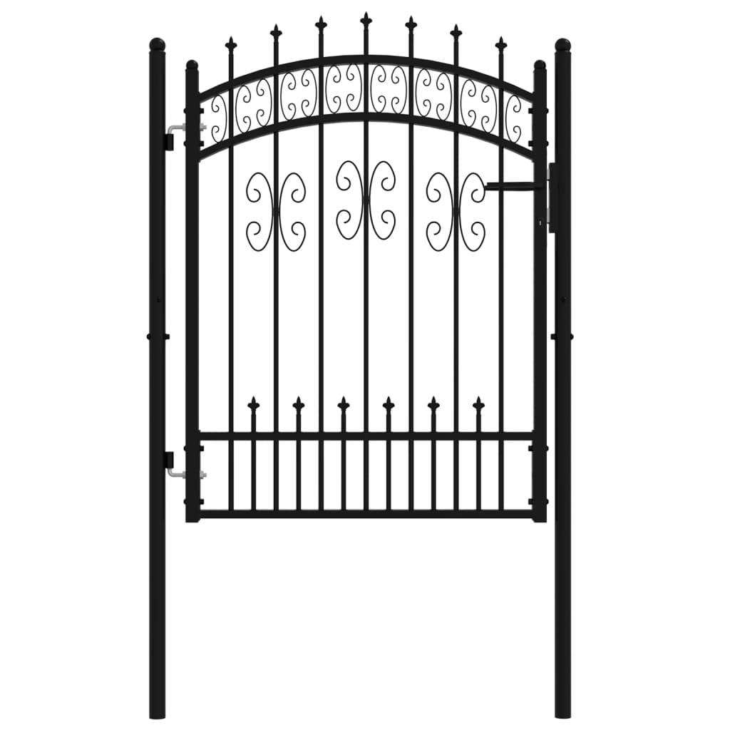 Maison Exclusive - Puerta de valla punta lanza acero recubierto negro 103x175cm Oferta exclusiva