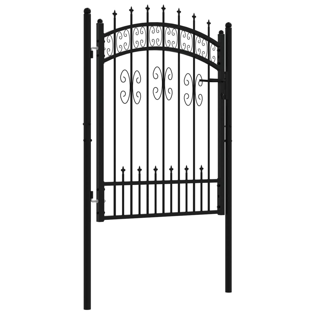 Maison Exclusive - Puerta de valla punta lanza acero recubierto negro 103x175cm Oferta exclusiva