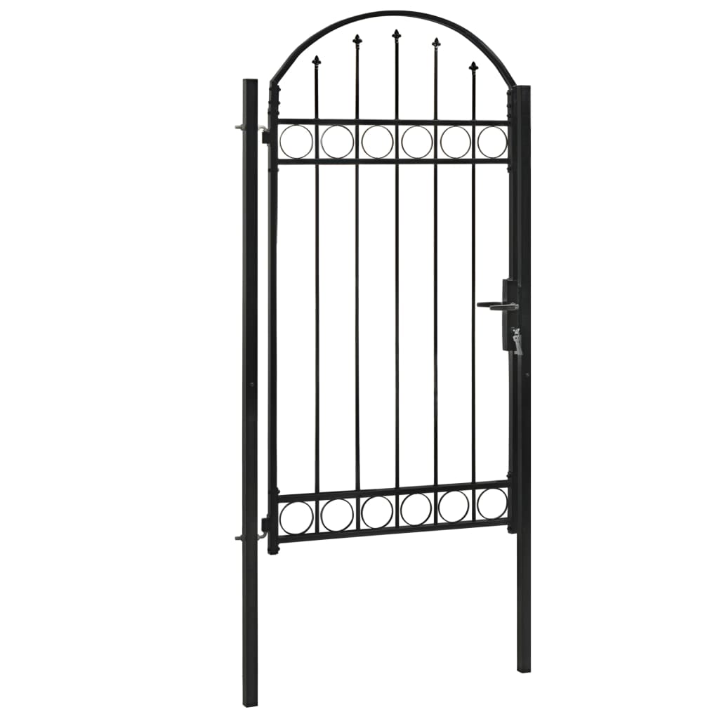 Maison Exclusive - Puerta de jardín con arco superior 100x250 cm acero negro Descuento por venta flash