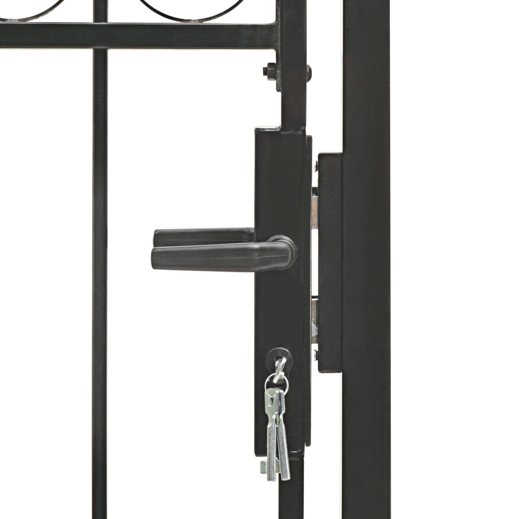 Maison Exclusive - Puerta de jardín con arco superior 100x250 cm acero negro Descuento por venta flash