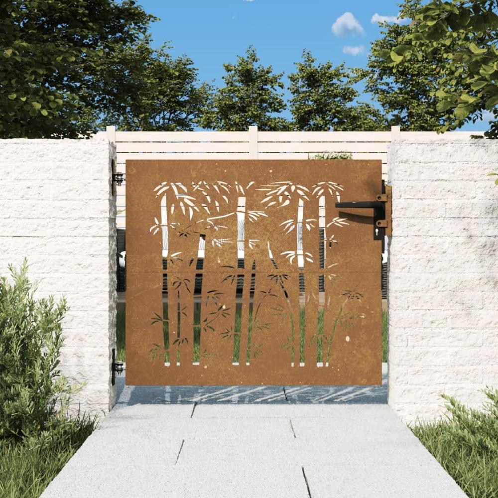Maison Exclusive - Puerta de jardín acero corten diseño bambú 85x75 cm