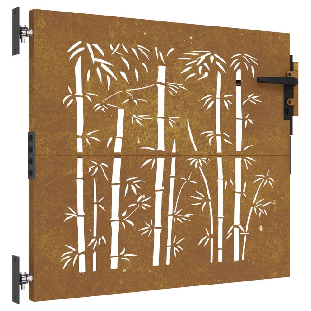 Maison Exclusive - Puerta de jardín acero corten diseño bambú 85x75 cm Ofertas de temporada