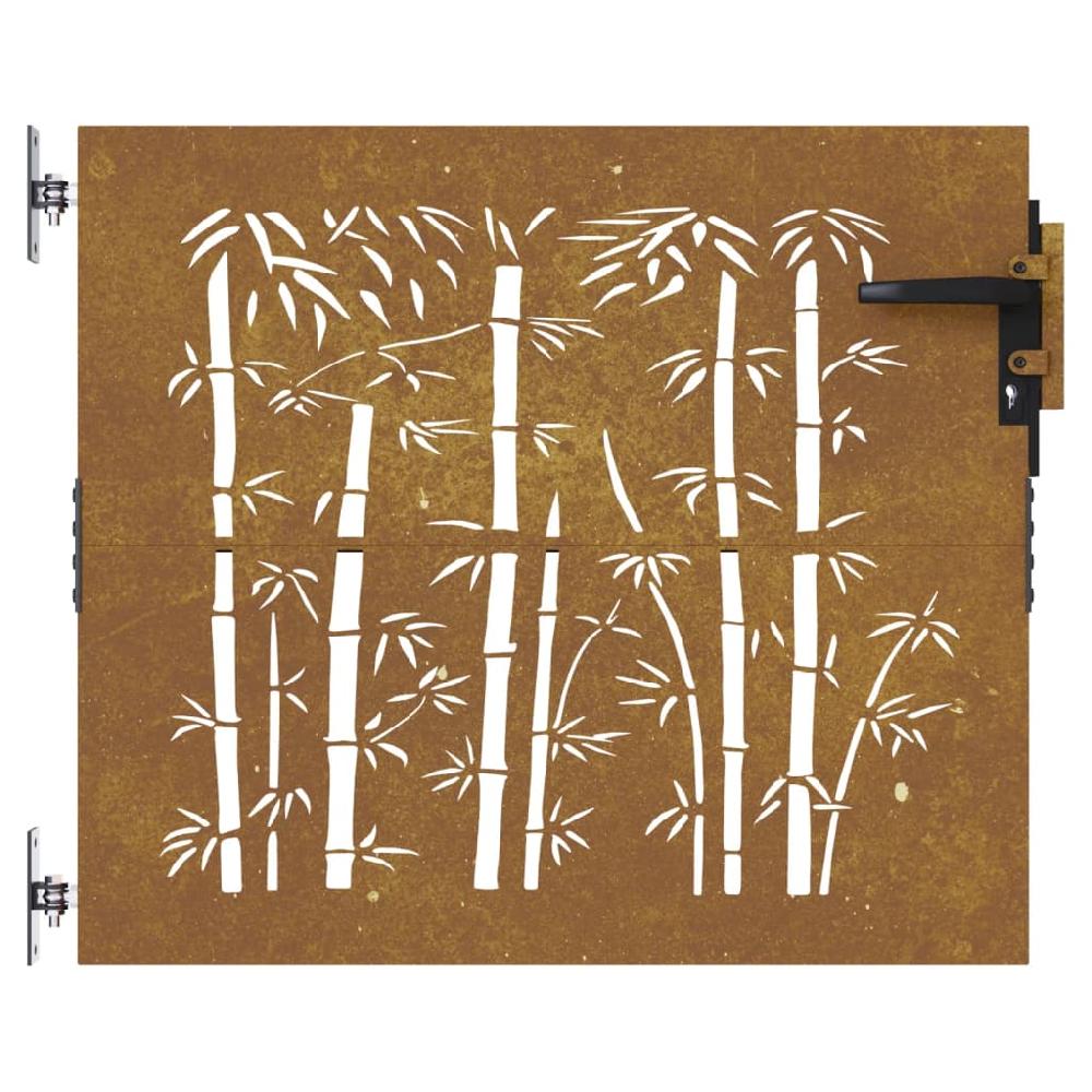 Maison Exclusive - Puerta de jardín acero corten diseño bambú 85x75 cm Ofertas de temporada