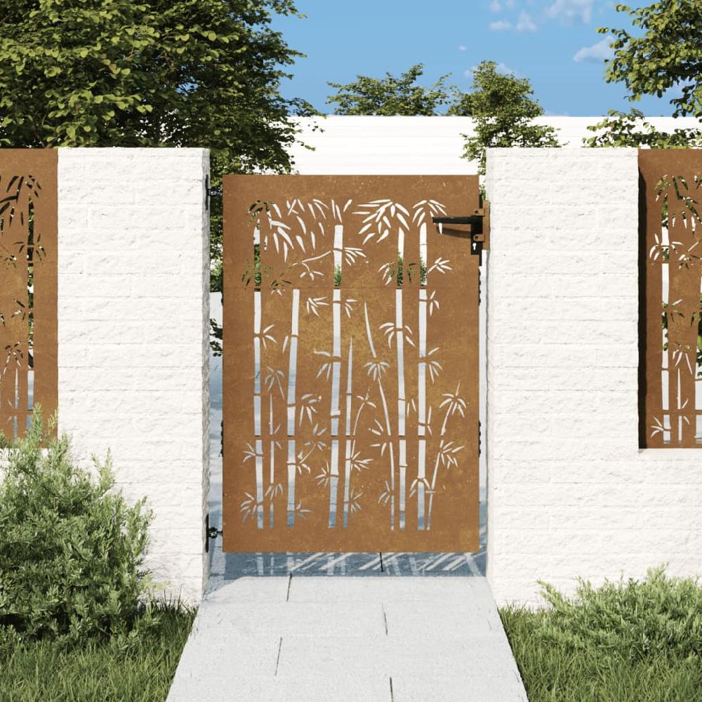 Maison Exclusive - Puerta de jardín acero corten diseño bambú 85x150 cm
