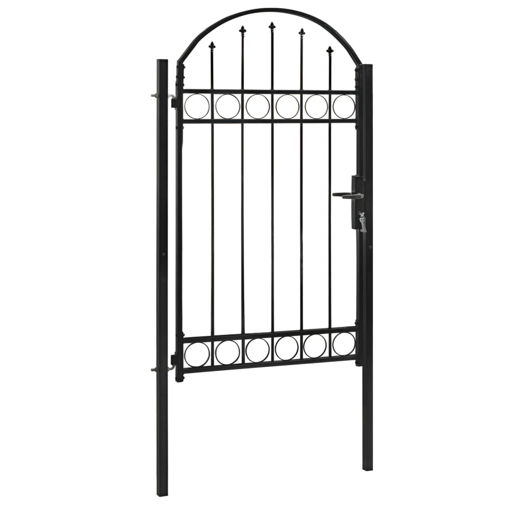 Maison Exclusive - Puerta de jardín con arco superior 100x175 cm acero negro Rebajas de fin de temporada