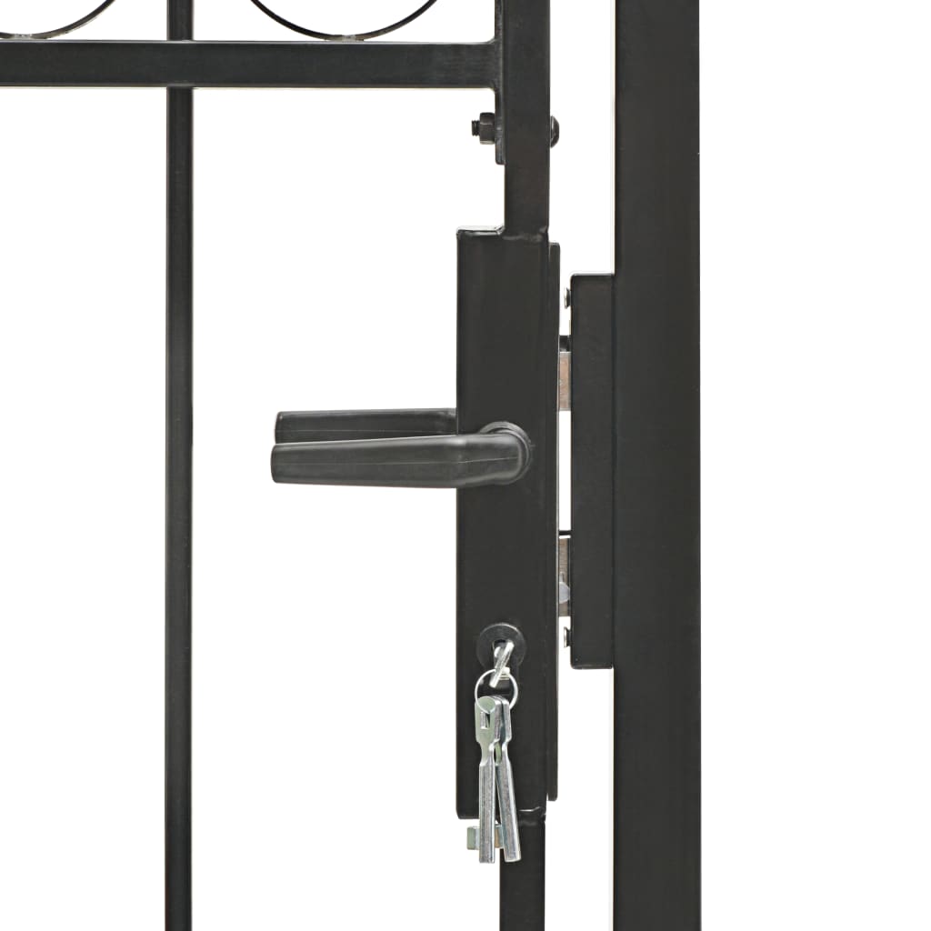 Maison Exclusive - Puerta de jardín con arco superior 100x175 cm acero negro Rebajas de fin de temporada