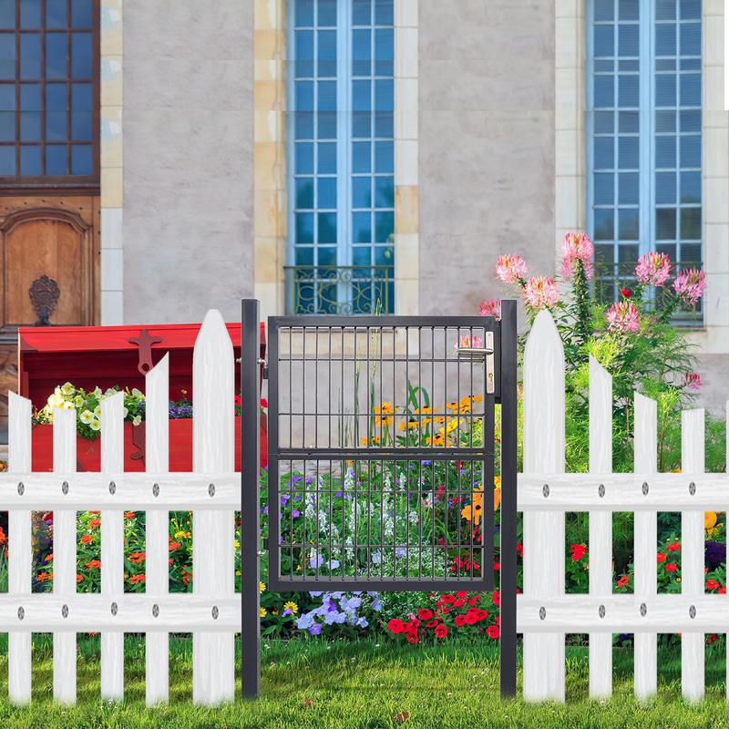Garden Gate 120 x 100 cm con bloqueo de malla de metal - Gris En línea