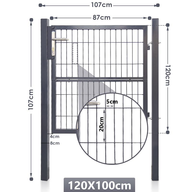 Garden Gate 120 x 100 cm con bloqueo de malla de metal - Gris En línea