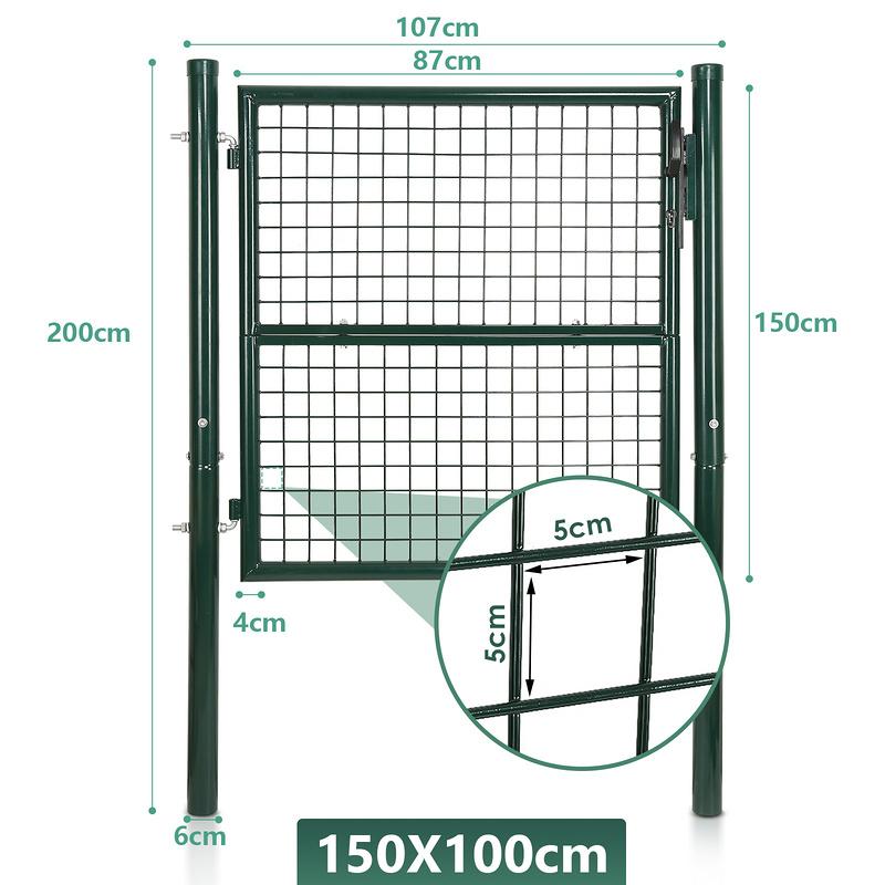 Garden Gate 150 x 100 cm con bloqueo de malla de metal - Verde Outlet