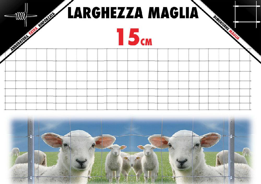 Malla de montaña para cercados de animales con luz de malla decreciente Rollo 50mt. H100cm. - ancho de malla 15cm Outlet online