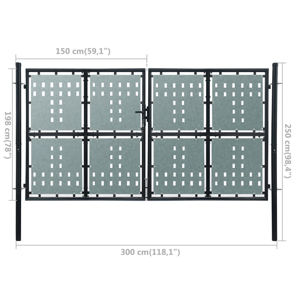 vidaXL Puerta de valla de jardín negra 300x250 cm Ofertas