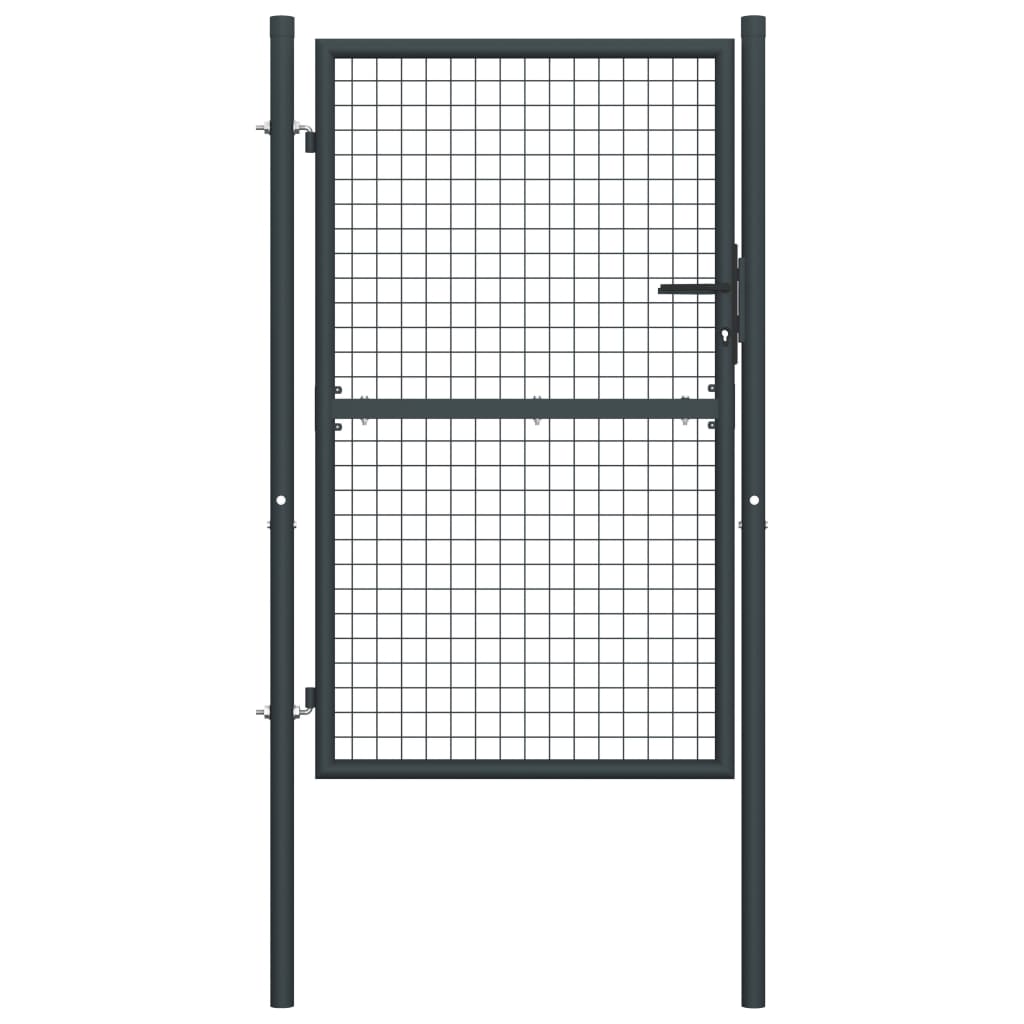 Puerta de malla de jardín | Puerta de valla | Cancela de valla de acero galvanizado gris 100x250 cm CFW66795 En oferta