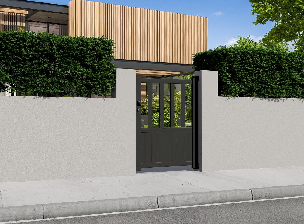 Portón peatonal Ebro de aluminio gris 100 x 140 cm GARDENGATE Gran oferta