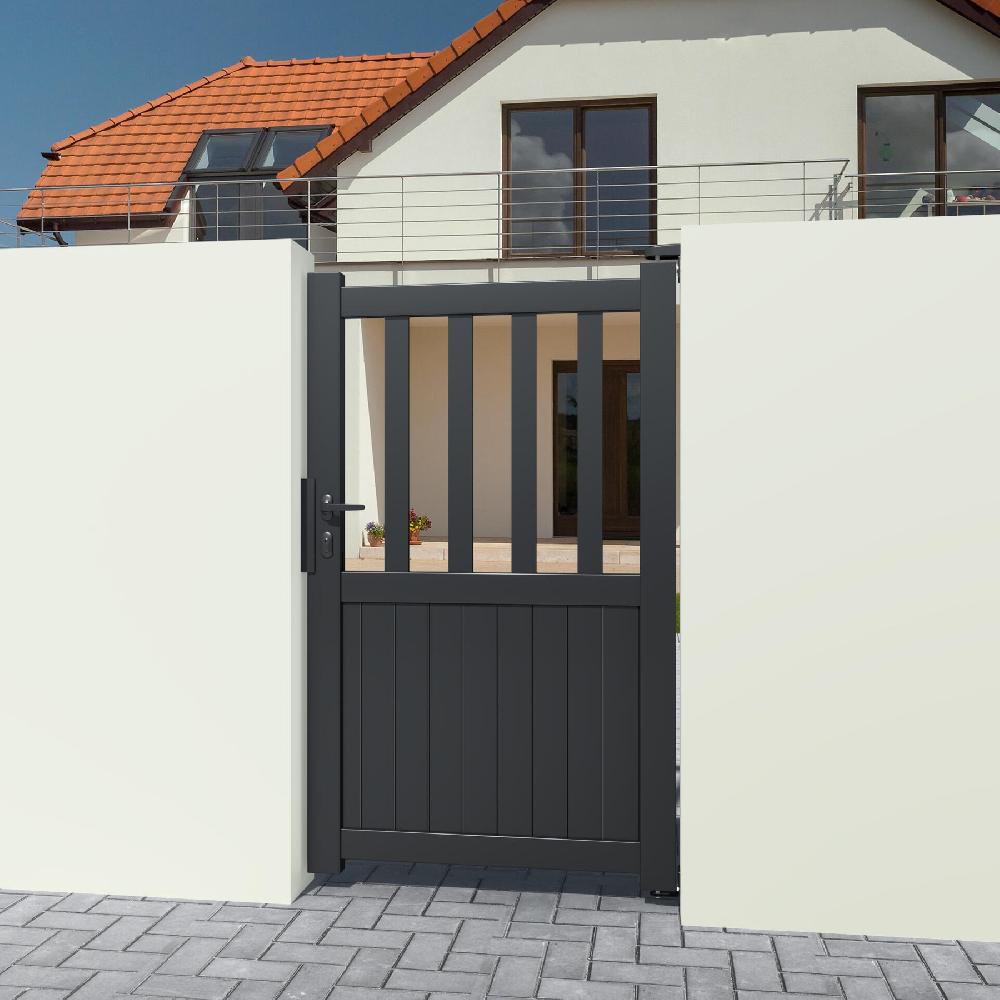 Portón peatonal Ebro de aluminio gris 100 x 140 cm GARDENGATE Gran oferta