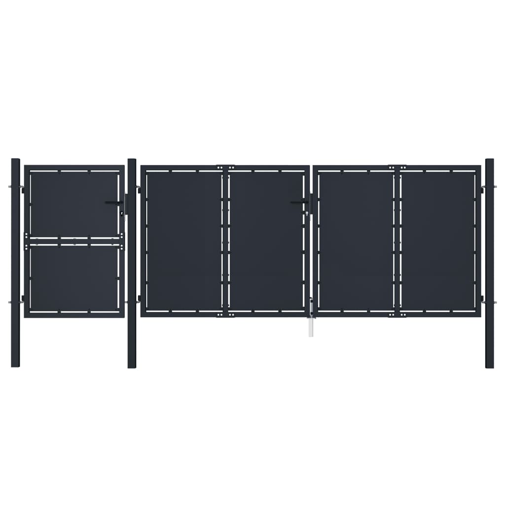 vidaXL Puerta de jardín metal gris antracita 4x1 75 m