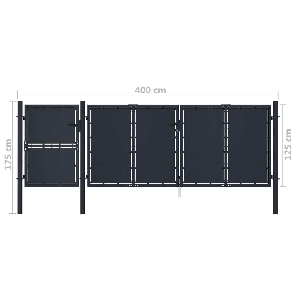 vidaXL Puerta de jardín metal gris antracita 4x1 75 m Rebajas baratas
