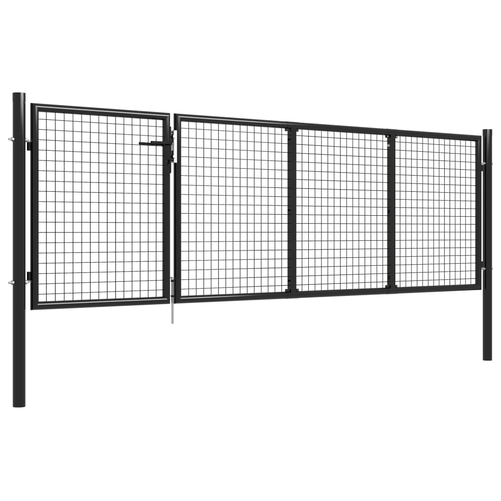 Maison Exclusive - Puerta de jardín de acero gris antracita 350x75 cm Descuento