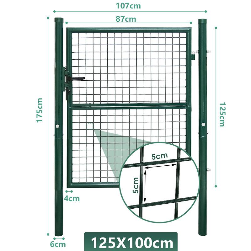 Puerta de jardín 125 x 100 cm con bloqueo de malla de metal - verde Tienda