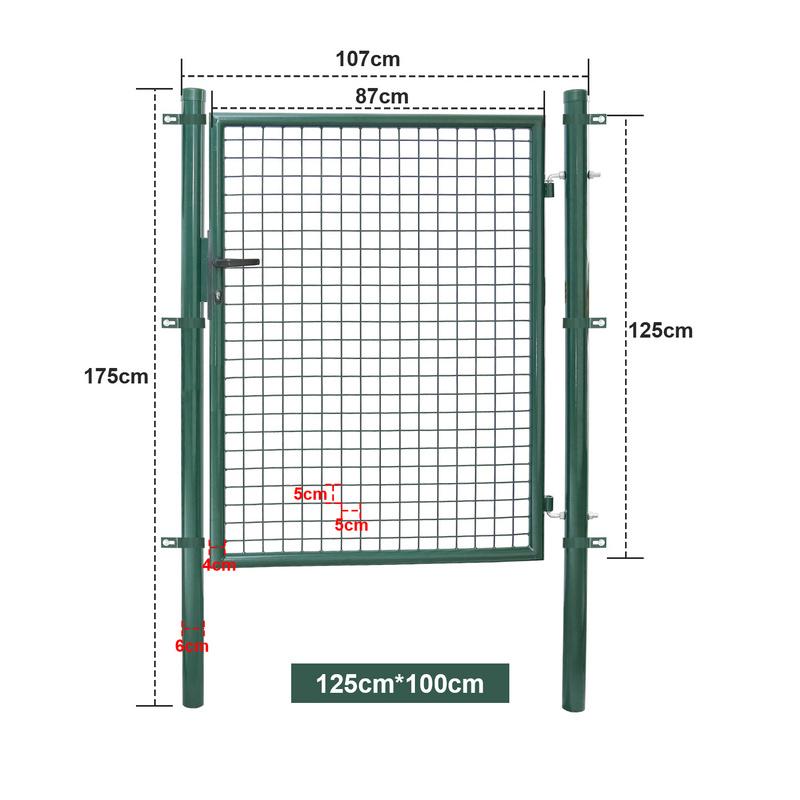 Puerta de Malla para Jardín Acero Galvanizado Valla con Cerradura Puerta 125 x 100cm Verde COMPRAR AHORA