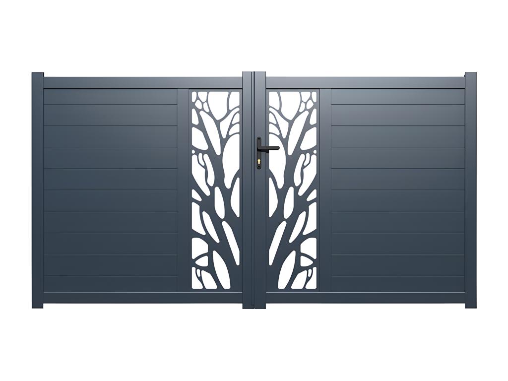 Puerta corredera eléctrica de aluminio semi transparente con motivos Ancho 400 x Alt. 179 cm antracita LABRIT II Últimos 2 días