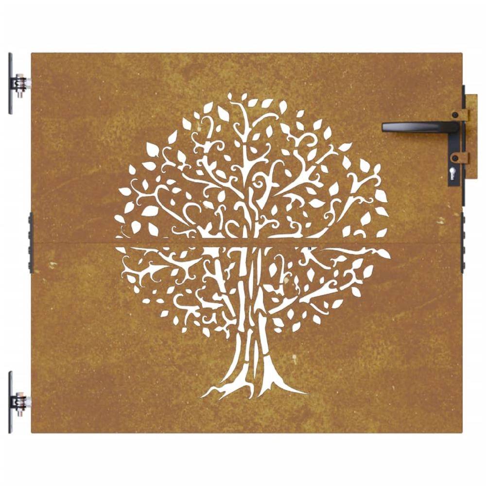 Puerta de jardín | Puerta de valla | Cancela de valla acero corten diseño árbol 85x100 cm CFW45639 Solo queda un día