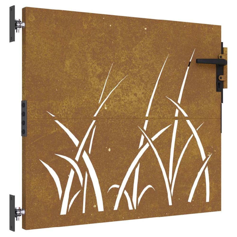 Puerta de jardín | Puerta para valla acero corten diseño hierba 85x100 cm CFW91565