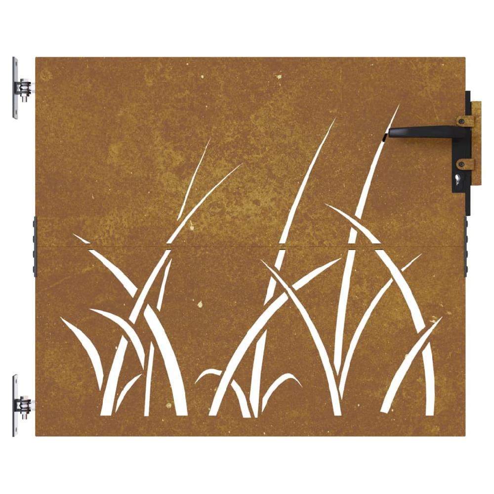 Puerta de jardín | Puerta para valla acero corten diseño hierba 85x100 cm CFW91565 Liquidación