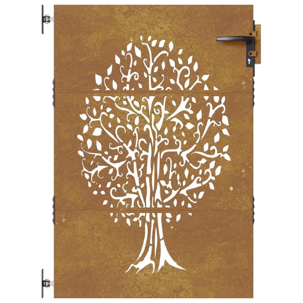 Puerta de jardín | Puerta para valla acero corten diseño árbol 85x125 cm CFW66869 Envío internacional gratuito