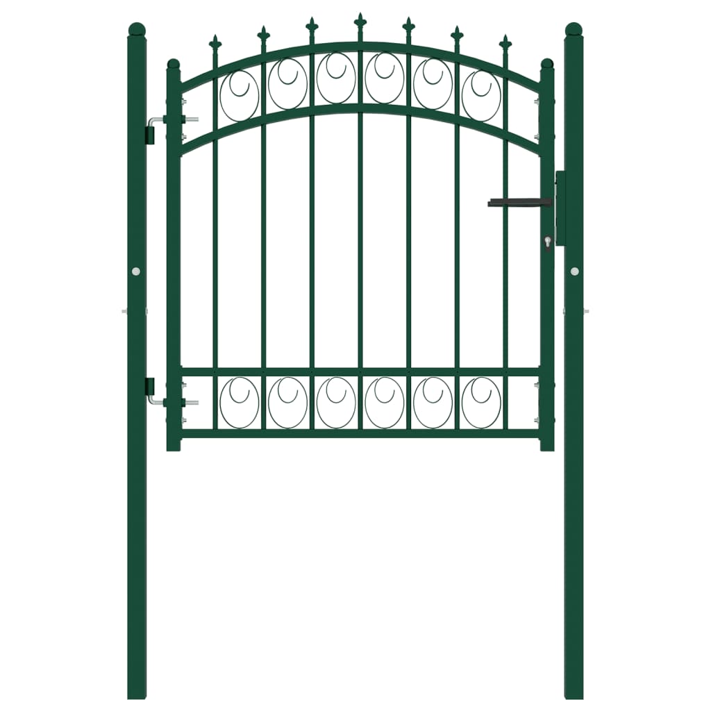 Puerta de valla | Puerta de jardín con picos acero verde 100x100 cm CFW98782 Ahorra y exporta