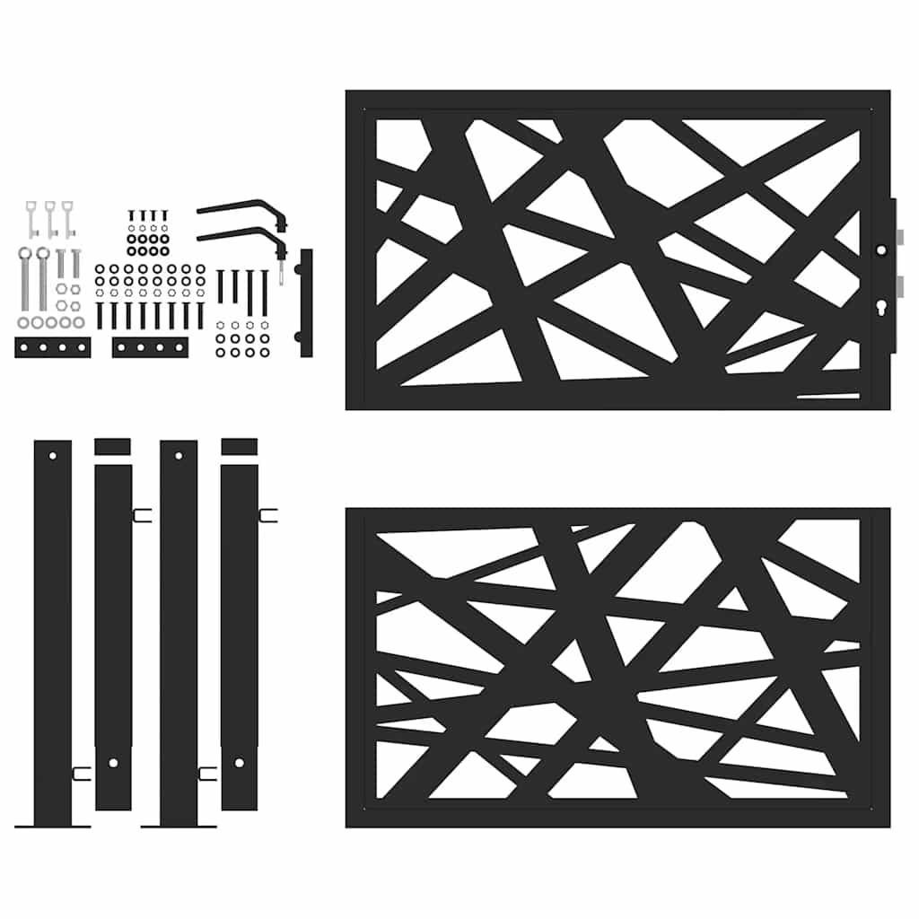 Puerta de jardín | Puerta para valla de acero negra diseño luminoso 105x106 cm CFW73165 Precios de Black Friday