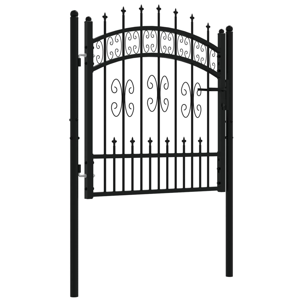 Puerta de valla | Puerta de jardín punta lanza acero recubierto negro 103x150cm CFW75957 En oferta