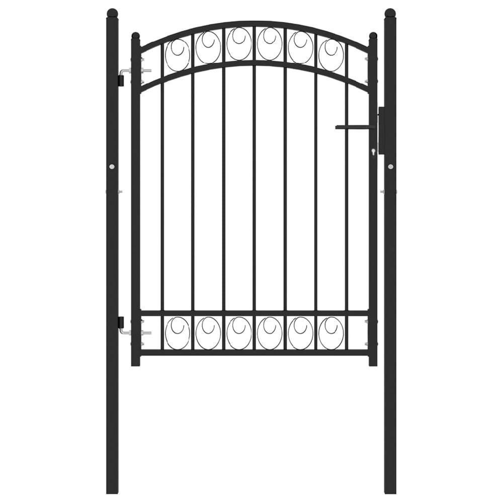 Puerta de jardín | Puerta para valla con arco superior acero negro 100x125 cm CFW38766 Libre de impuestos