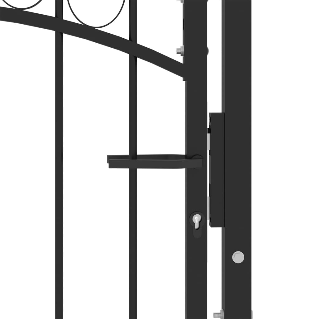 Puerta de jardín | Puerta para valla con arco superior acero negro 100x125 cm CFW38766 Libre de impuestos