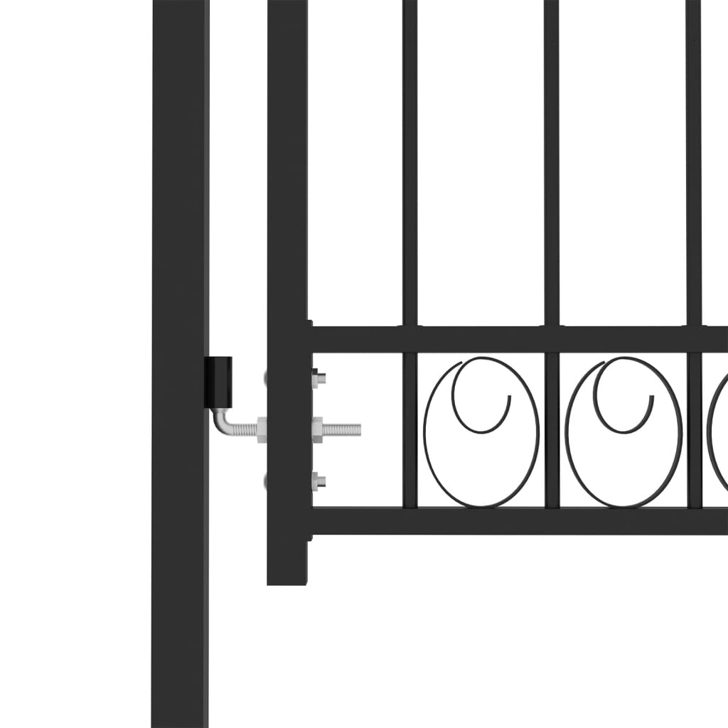 Puerta de jardín | Puerta para valla con arco superior acero negro 100x125 cm CFW38766 Libre de impuestos