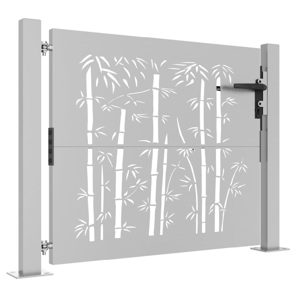 Puerta de jardín | Puerta para valla acero corten diseño bambú 105x80 cm CFW38942 Descuentos del mes