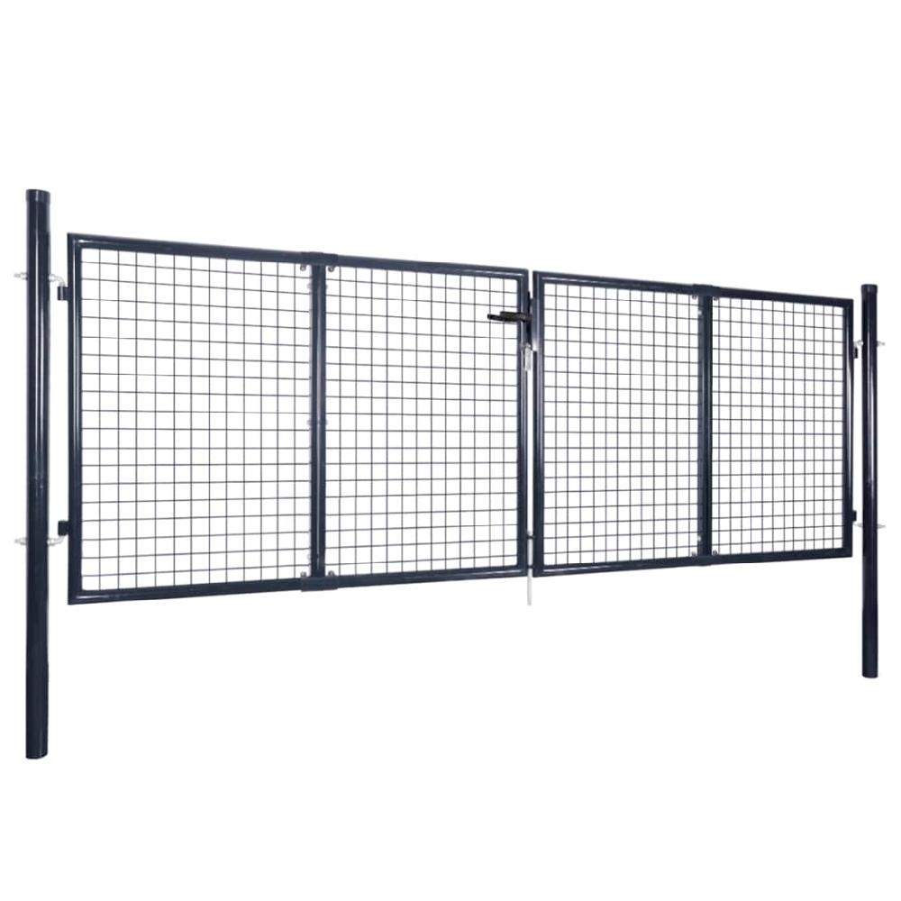 Puerta de malla de jardín | Puerta de valla | Cancela de valla acero galvanizado gris 289x75 cm CFW40847